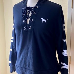 VS VICTORIA SECRET PINK LACE UP OVERSIZED SWEATER